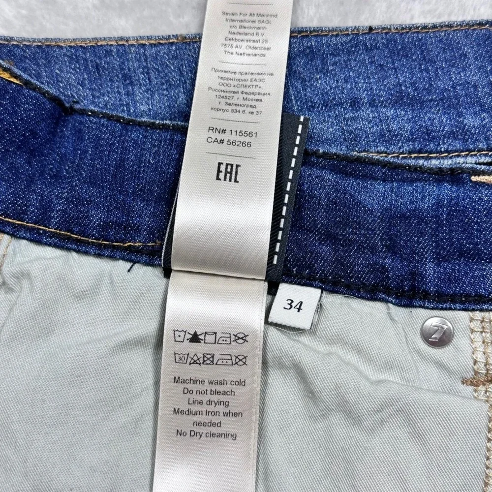 7 For All Mankind Slimmy Jeans Mens 33x28 Blue Straight Leg Japanese‎ Fabric